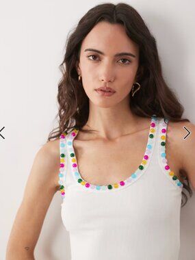 Never Fully Dressed beaded tank top in white - size S